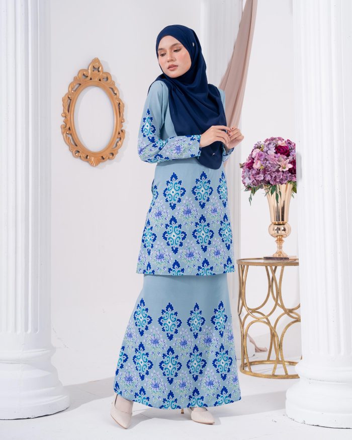 Baju Kurung Moden Batik Sultanah 2.0 - Astaka Blue - Image 3