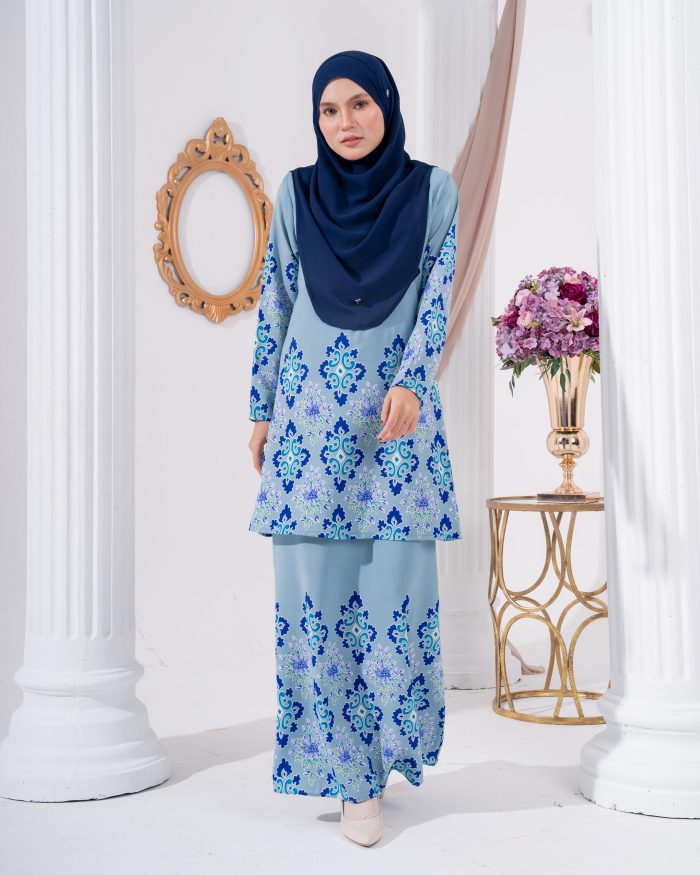 Baju Kurung Moden Batik Sultanah 2.0 - Astaka Blue