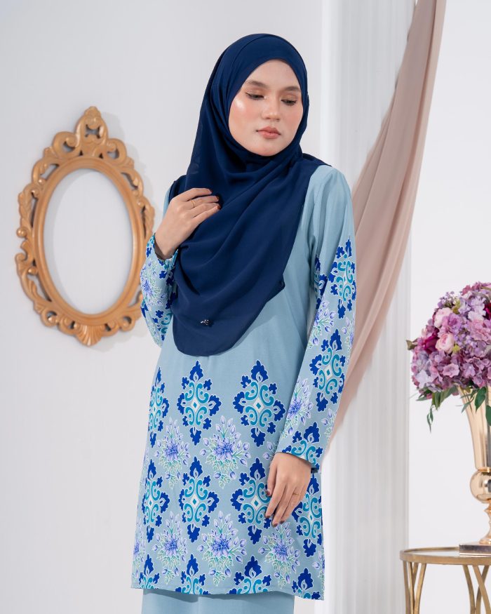 Baju Kurung Moden Batik Sultanah 2.0 - Astaka Blue - Image 5