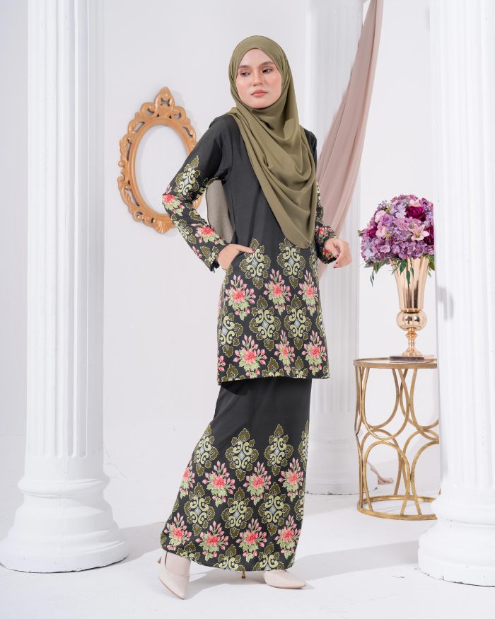 Baju Kurung Moden Batik Sultanah 2.0 - Astaka Dark Olive