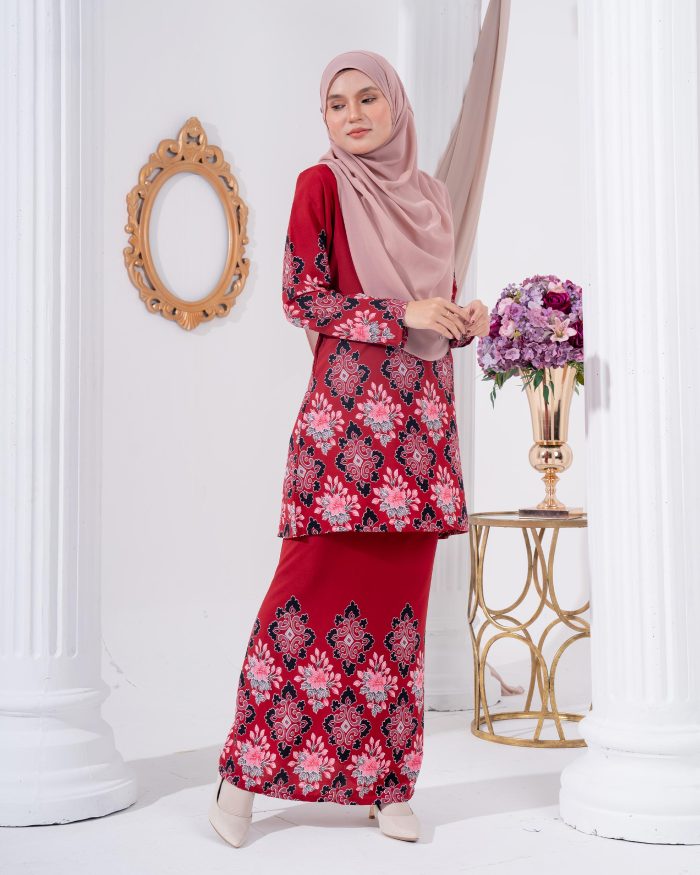 Baju Kurung Moden Batik Sultanah 2.0 - Astaka Red