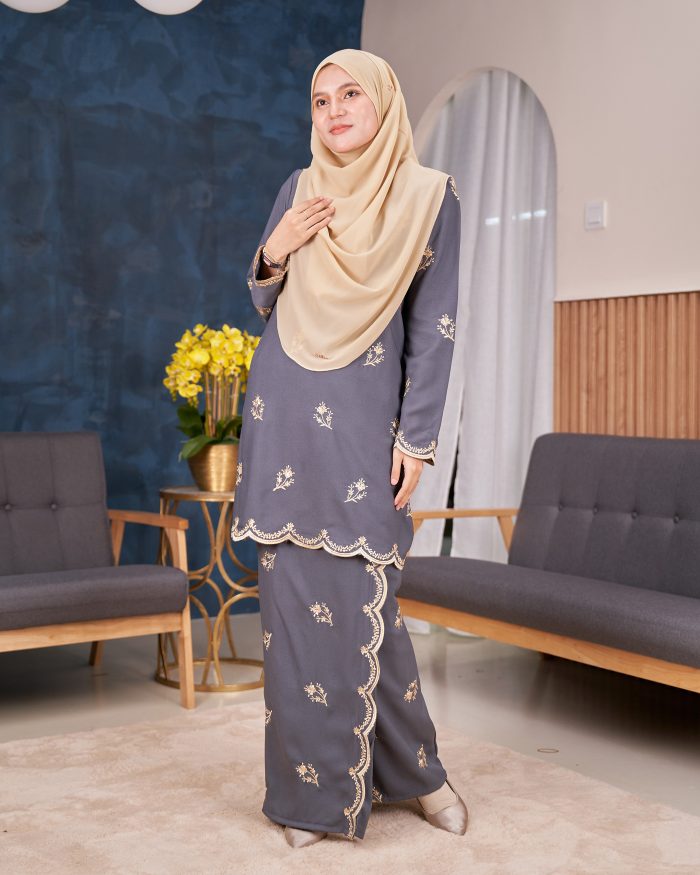 Baju Kurung Moden Sulam Songket Dang Anum - Jasmin Grey