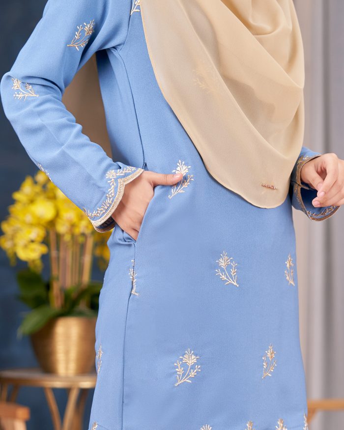 Baju Kurung Moden Sulam Songket Dang Anum - Jasmin Baby Blue - Image 6