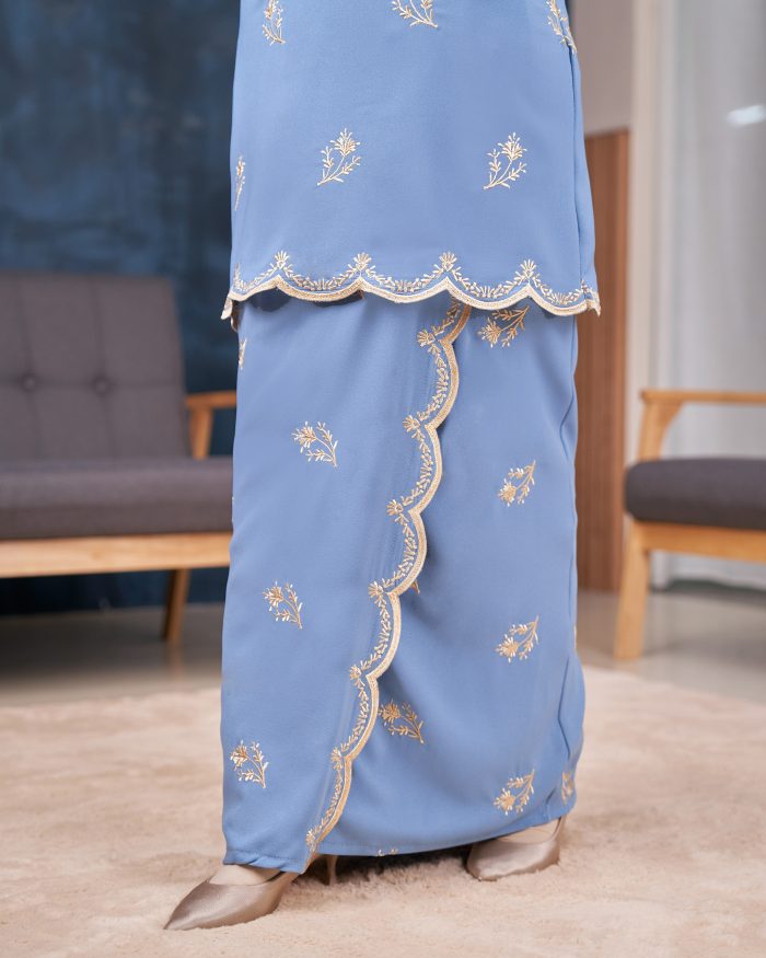 Baju Kurung Moden Sulam Songket Dang Anum - Jasmin Baby Blue - Image 5