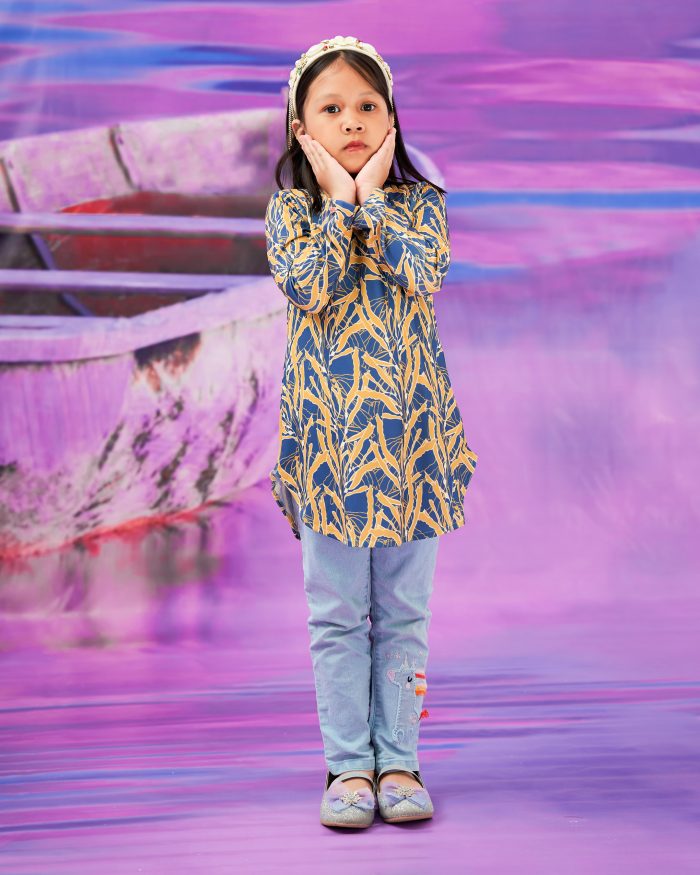 Blouse Printed Lika Kids - Canary Blue - Image 3