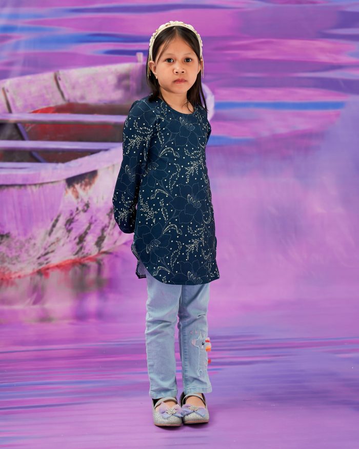 Blouse Printed Lika Kids - Fiona Teal - Image 3