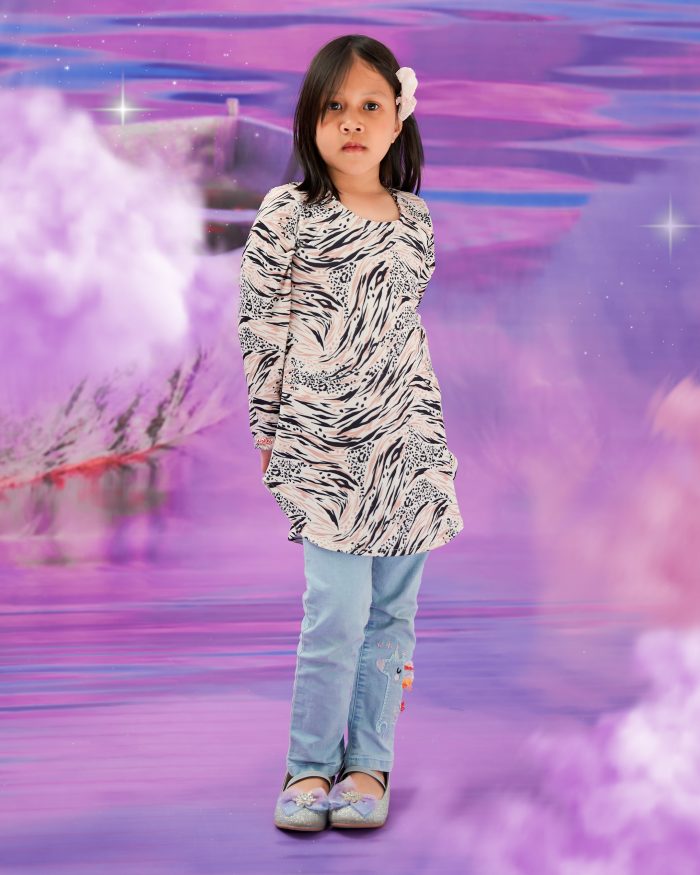 Blouse Printed Lika Kids - White Leopard - Image 3