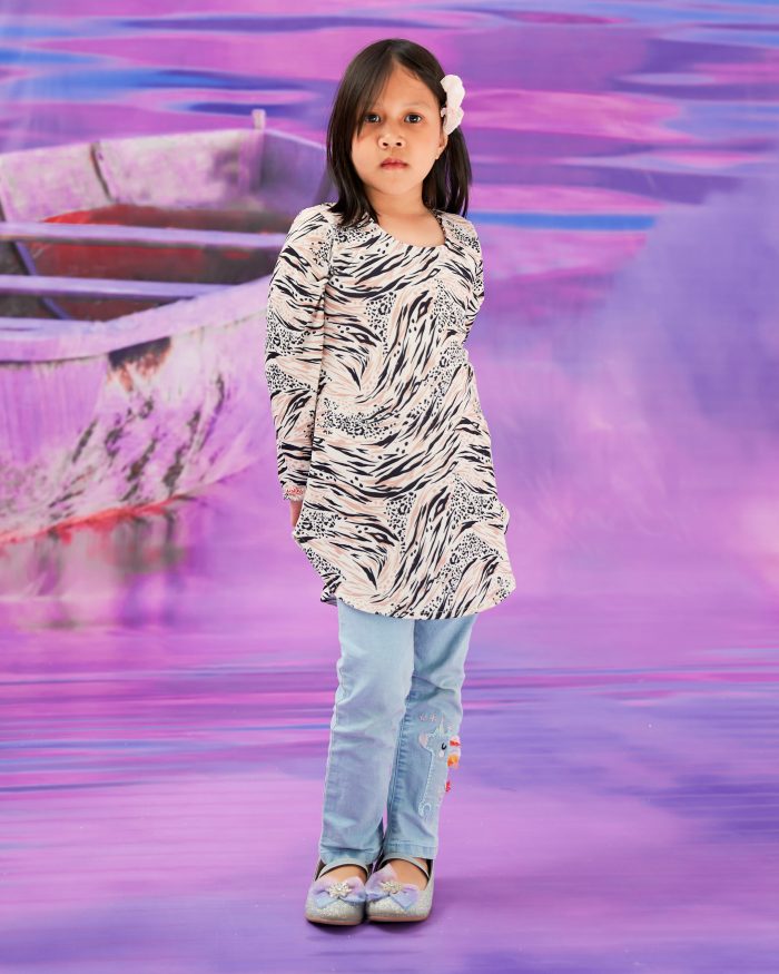 Blouse Printed Lika Kids - White Leopard
