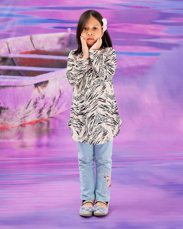 Blouse Printed Lika Kids - White Leopard - Image 3