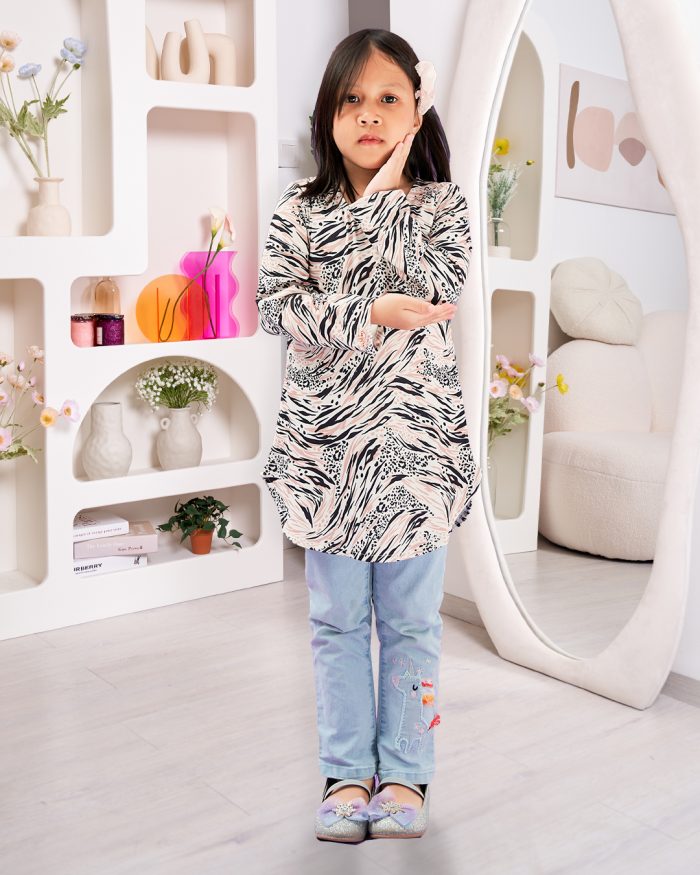 Blouse Printed Lika Kids - White Leopard