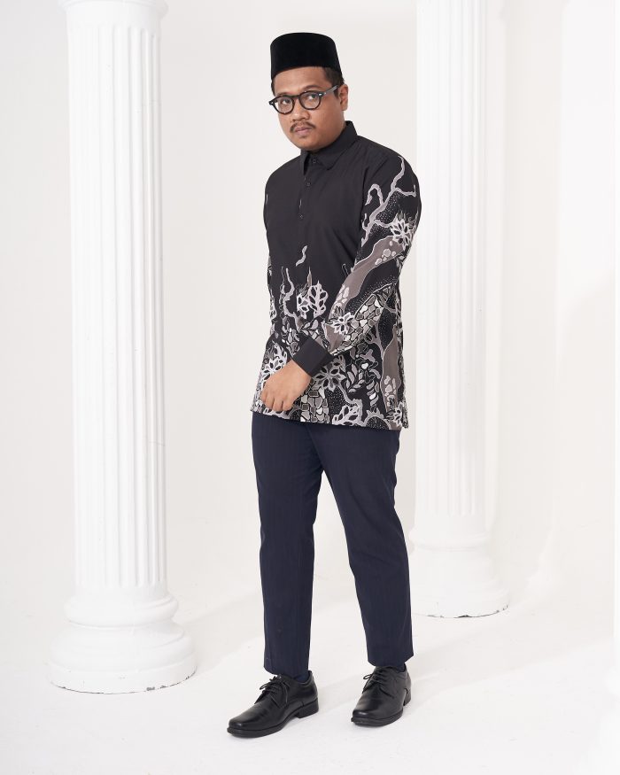 Baju Kemeja Batik Sultan 2.0 - Ratna Black Grey - Image 3