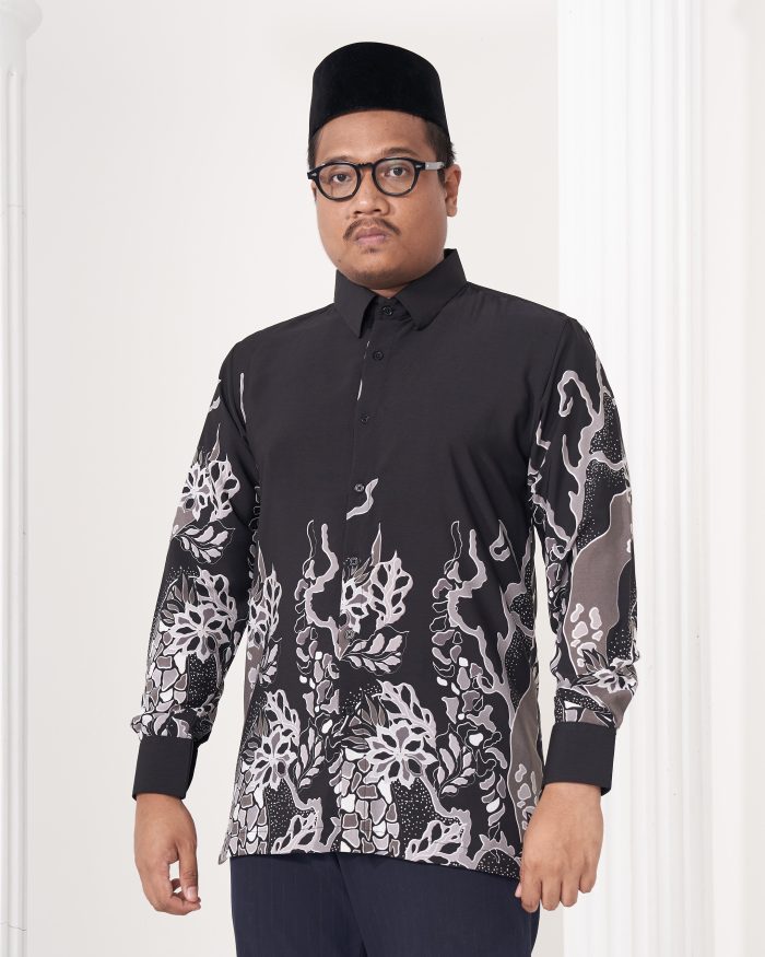 Baju Kemeja Batik Sultan 2.0 - Ratna Black Grey - Image 4