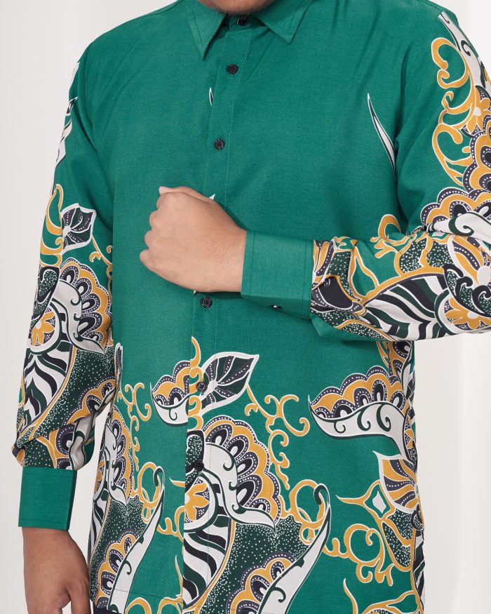 Baju Kemeja Batik Sultan 2.0 - Riani Emerald Green - Image 5