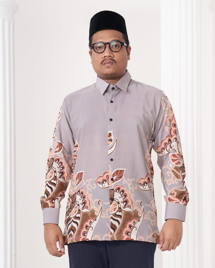 Baju Kemeja Batik Sultan 2.0 - Riani Light Grey - Image 4