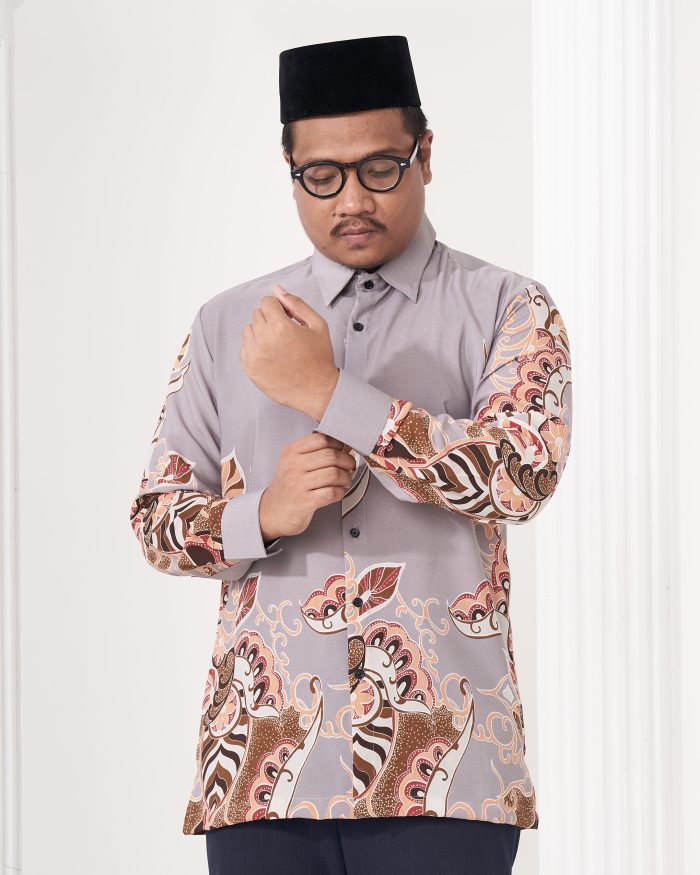 Baju Kemeja Batik Sultan 2.0 - Riani Light Grey - Image 5