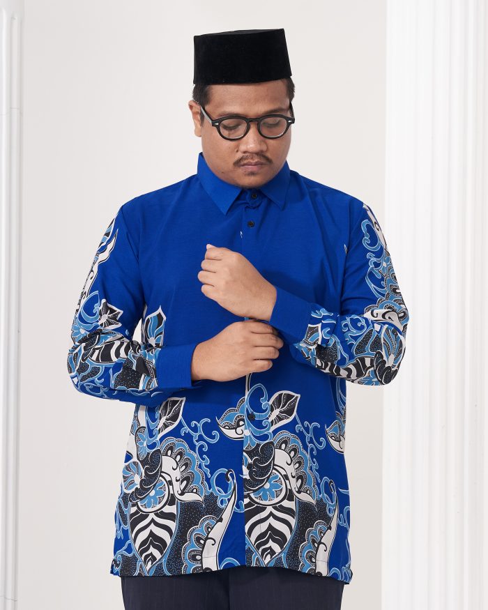 Baju Kemeja Batik Sultan 2.0 - Riani Royal Blue - Image 4