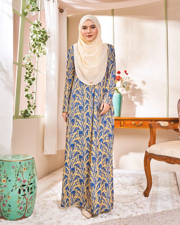 Dress Printed Lisa - Canary Blue - Image 3