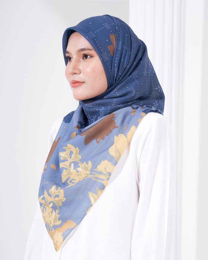 Tudung Bawal Cotton Voile Aidilfitri - Blue Brownies - Image 5