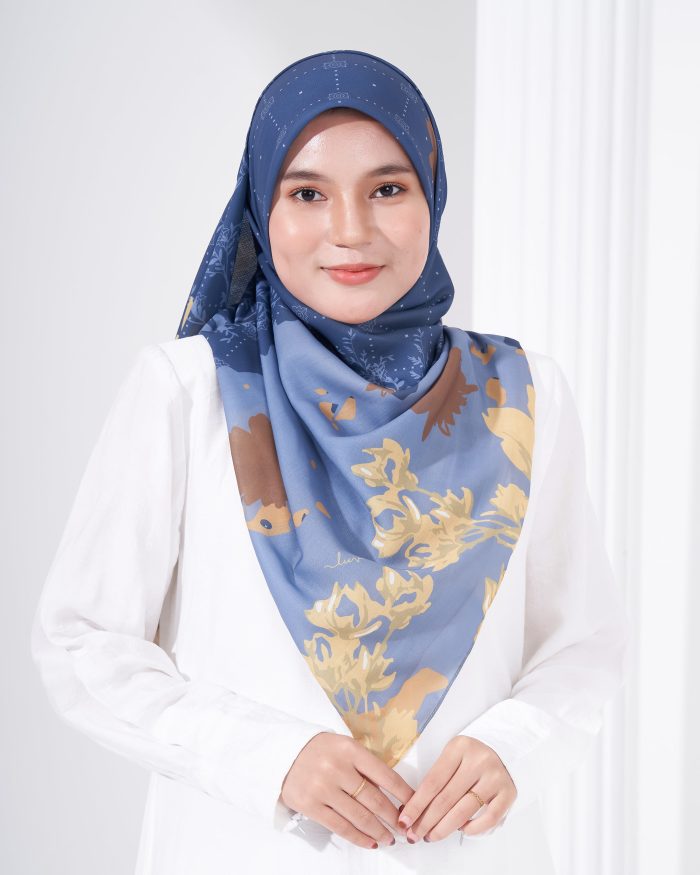 Tudung Bawal Cotton Voile Aidilfitri - Blue Brownies - Image 2