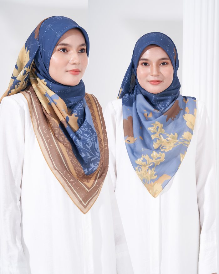 Tudung Bawal Cotton Voile Aidilfitri - Blue Brownies - Image 6