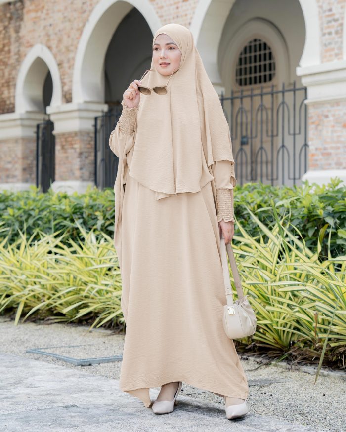 Abaya Kaftan Reyfa Dan Khimar Reyfa - Sepia Brown