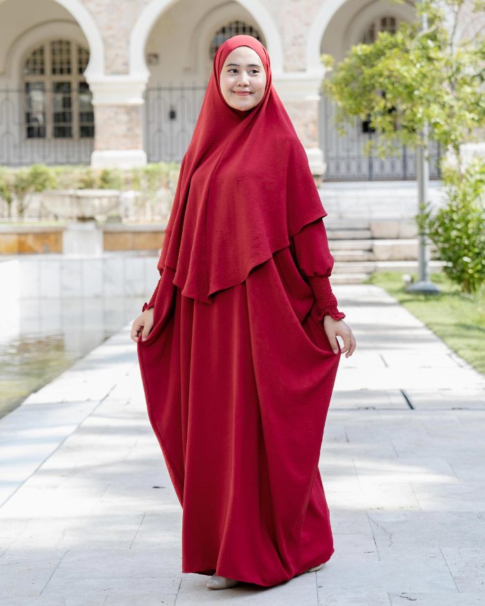 Abaya Kaftan Reyfa - Scarlet Maroon - Image 4