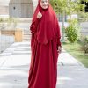Abaya Kaftan Reyfa - Scarlet Maroon - Image 5