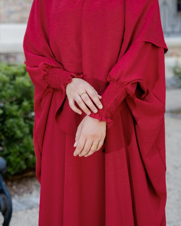 Abaya Kaftan Reyfa - Scarlet Maroon - Image 7