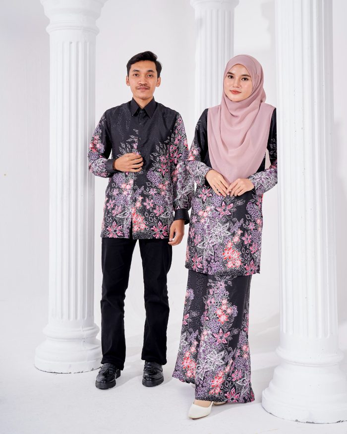 Baju Kurung Moden Batik Sultanah 3.0 - Adiwarna Black - Image 6