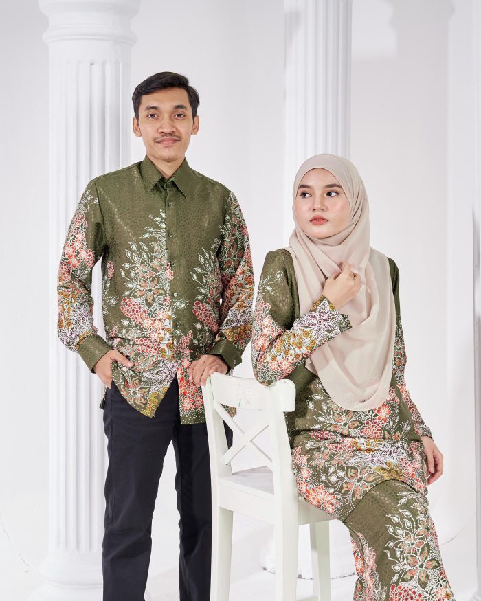 Baju Kemeja Batik Sultan 3.0 - Adiwarna Olive Green - Image 6