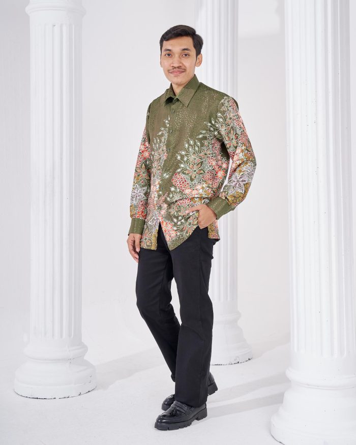 Baju Kemeja Batik Sultan 3.0 - Adiwarna Olive Green - Image 2