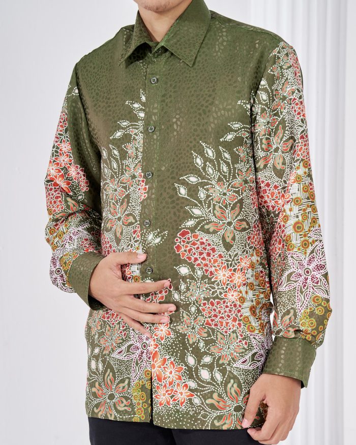 Baju Kemeja Batik Sultan 3.0 - Adiwarna Olive Green - Image 4