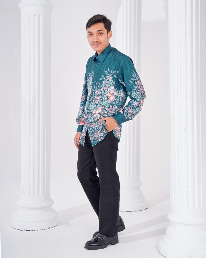 Baju Kemeja Batik Sultan 3.0 - Adiwarna Pine Green - Image 3