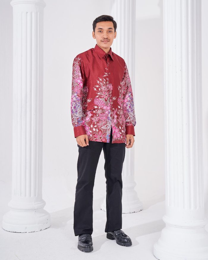 Baju Kemeja Batik Sultan 3.0 - Adiwarna Ruby Red - Image 2