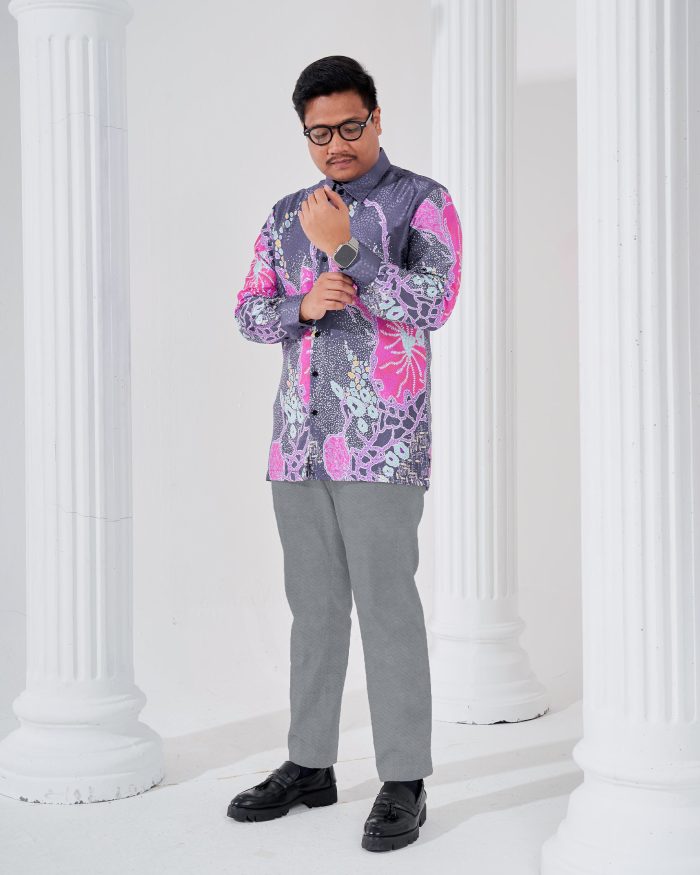 Baju Kemeja Batik Sultan 3.0 - Arjuna Ash Grey - Image 2