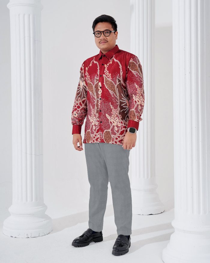 Baju Kemeja Batik Sultan 3.0 - Arjuna Maroon - Image 2