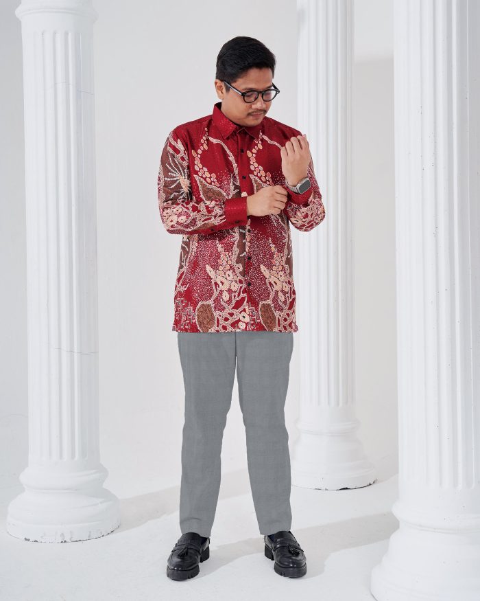Baju Kemeja Batik Sultan 3.0 - Arjuna Maroon - Image 3