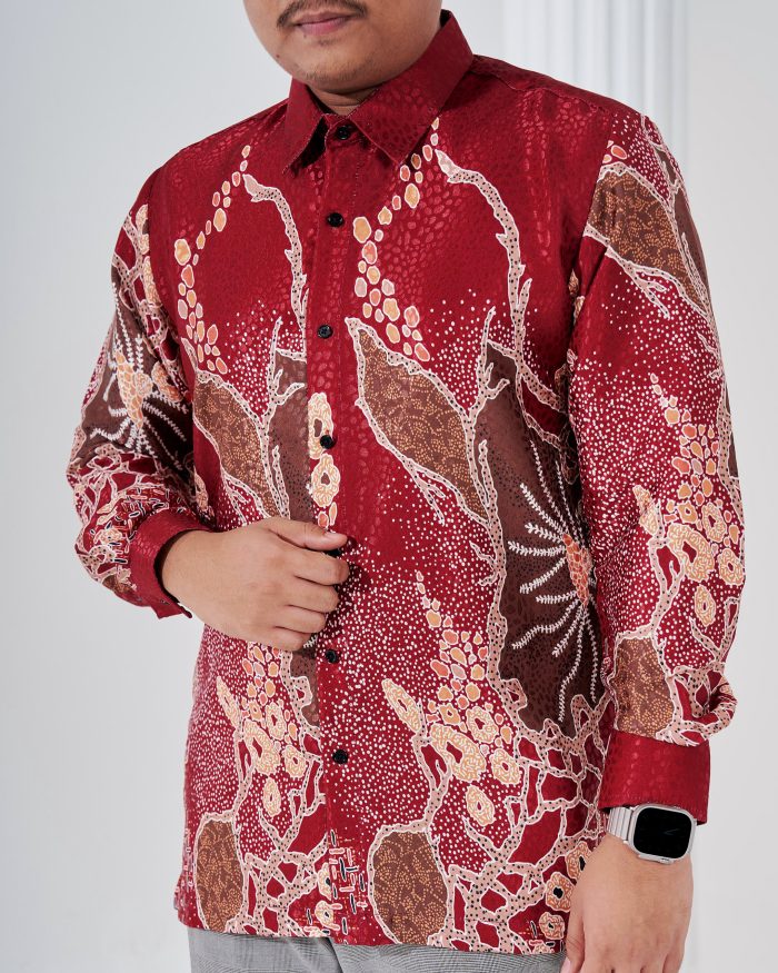 Baju Kemeja Batik Sultan 3.0 - Arjuna Maroon - Image 4