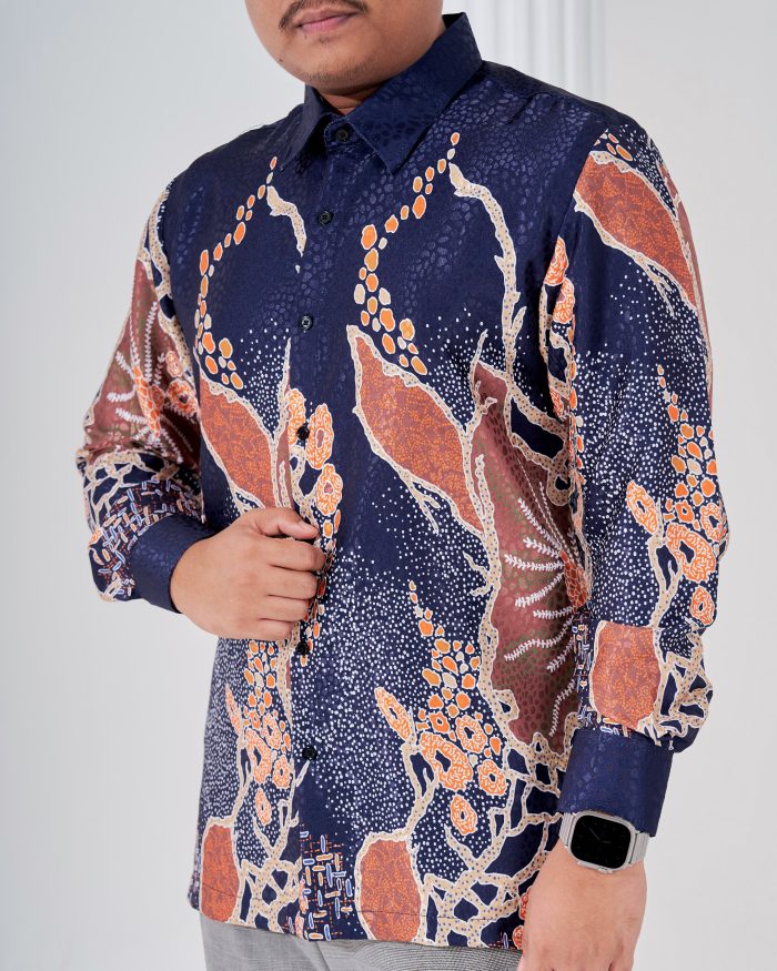 Baju Kemeja Batik Sultan 3.0 - Arjuna Navy Blue - Image 4