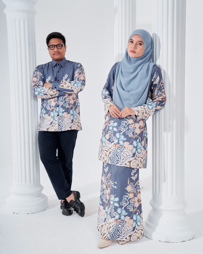 Baju Kurung Moden Batik Sultanah 3.0 - Kirana Ash Grey - Image 6