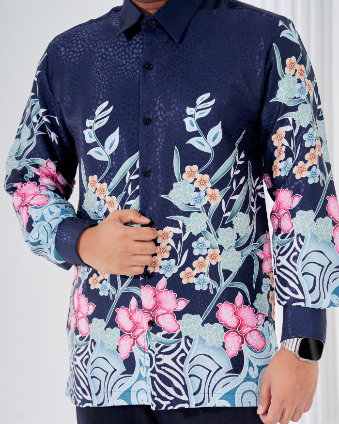 Baju Kemeja Batik Sultan 3.0 - Kirana Navy Blue - Image 6