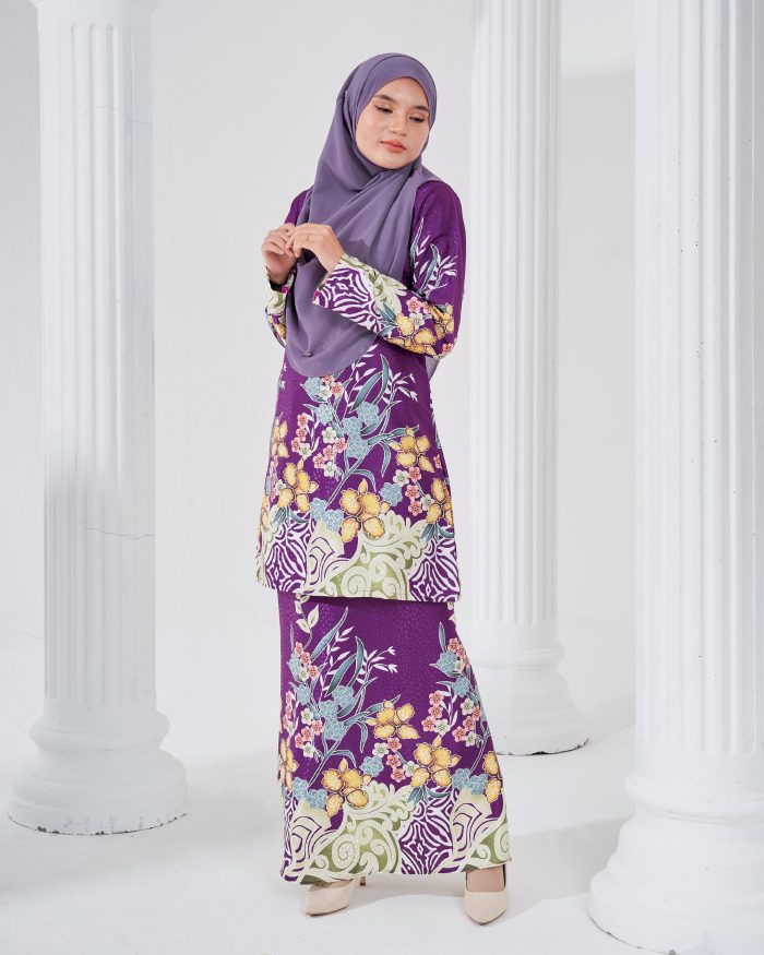 Baju Kurung Moden Batik Sultanah 3.0 - Kirana Purple - Image 3