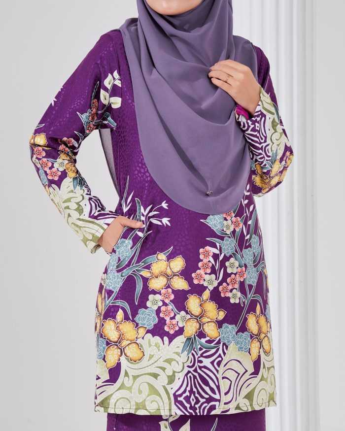 Baju Kurung Moden Batik Sultanah 3.0 - Kirana Purple - Image 4