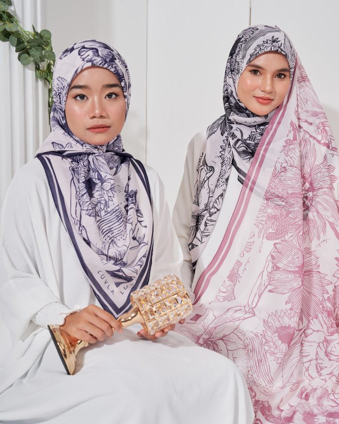 Tudung Bawal Cotton Voile Fleur - Fendi Black - Image 6
