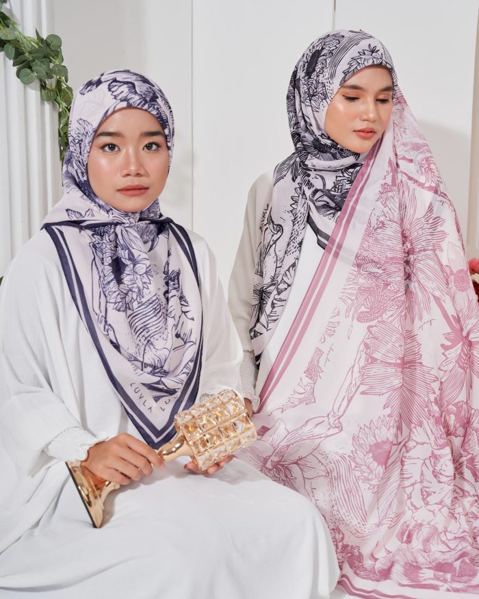 Tudung Bawal Cotton Voile Fleur - Gucci Nude - Image 4