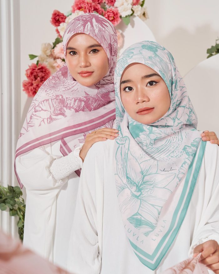 Tudung Bawal Cotton Voile Fleur - Tiffany Mint - Image 5