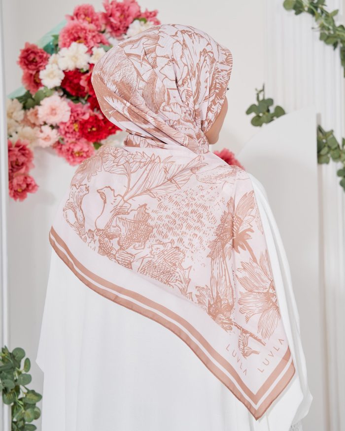 Tudung Bawal Cotton Voile Fleur - Gucci Nude - Image 3