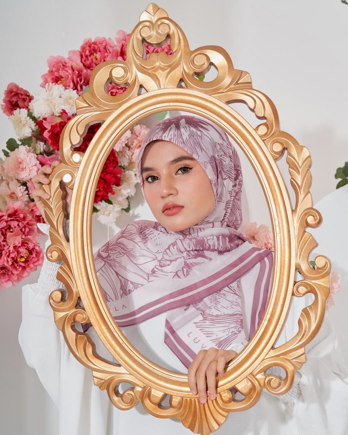 Tudung Bawal Cotton Voile Fleur - Spade Pink - Image 3