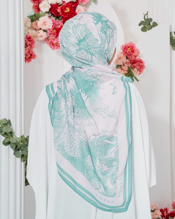 Tudung Bawal Cotton Voile Fleur - Tiffany Mint - Image 4