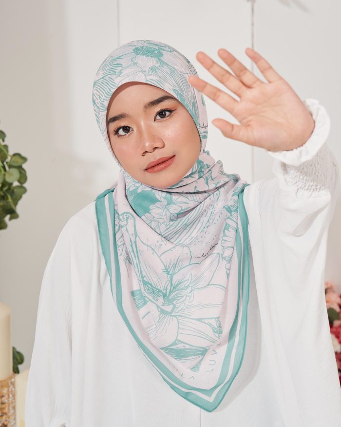 Tudung Bawal Cotton Voile Fleur - Tiffany Mint - Image 3